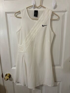 Nike White Sleeveless Pleated-Accent Mini Dress